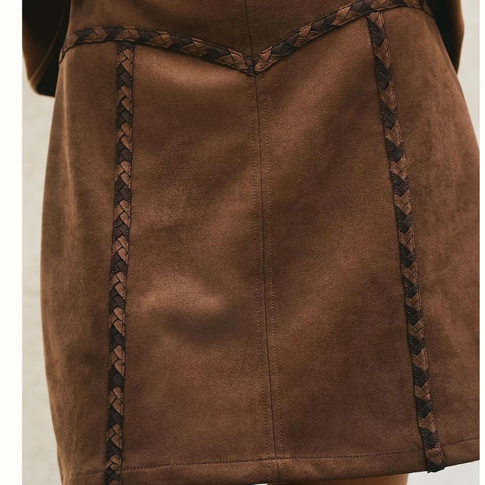 NWT Maeve Whipstitch A-Line Mini Skirt Brown Size XS Anthropologie